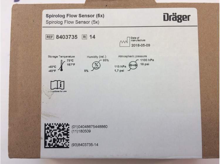 DRAGER Spirolog Flow sensor Anesthesia Accessories Parts P/N 8403735
