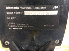 OHMEDA Vacuum Regulator Anesthesia Monitor P/N 21046 1801 / BS4957